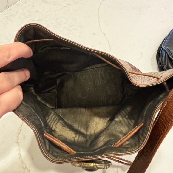 Vintage Susan Gail leather/reptile brown bucket bag Made in Italy - Picture 7 of 10